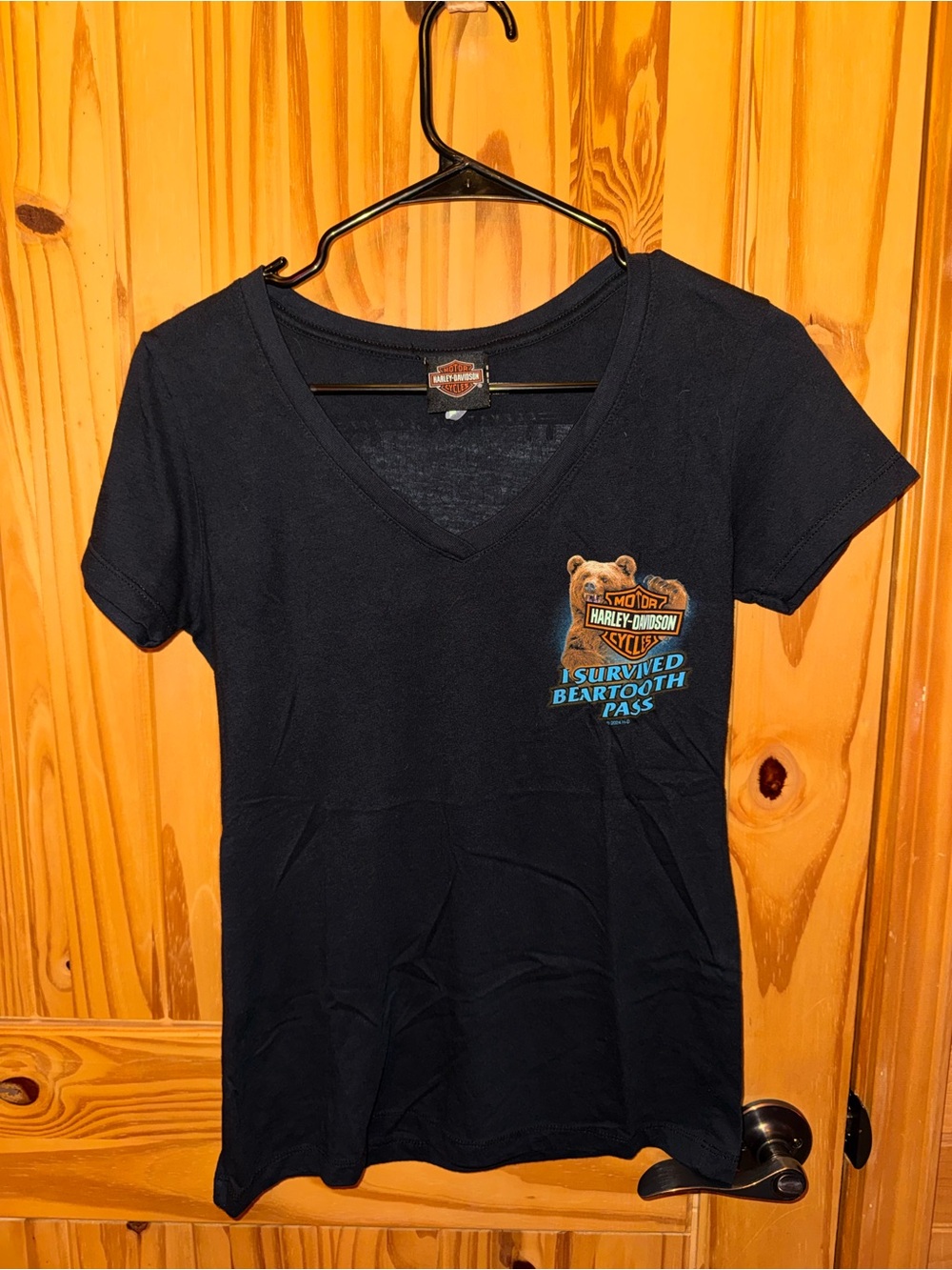 Harley-Davidson Black Tee with Orange & White Shield Logo